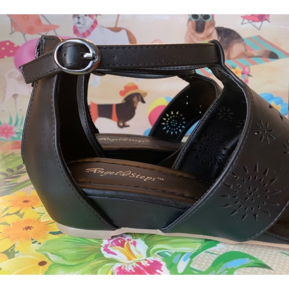 Angel Steps Women’s Sandals 8 W Black Ankle Gladiator Style - Picture 5 of 10